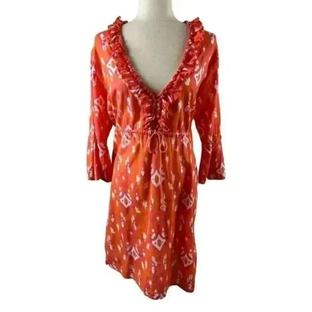 Mud Pie Beach Swim Cover Up Tangerine Size Small